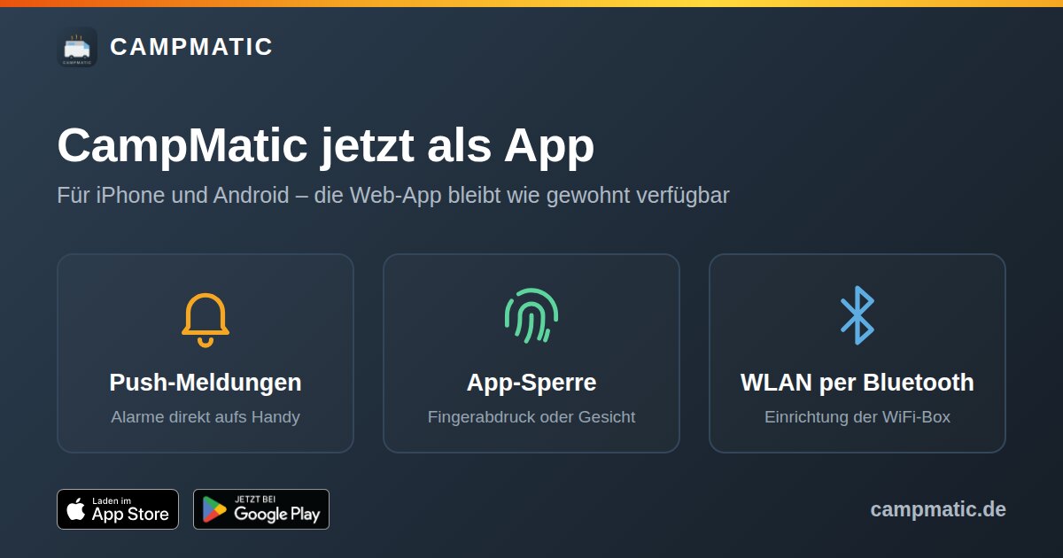 Neu: CampMatic als App für iPhone und Android