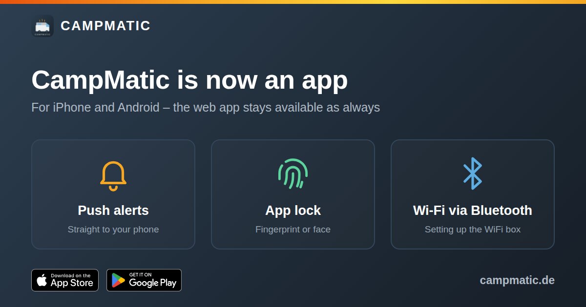 New: CampMatic as an app for iPhone and Android