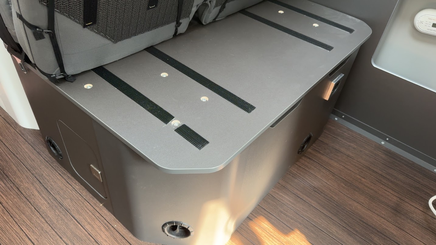 Hook-and-loop areas of seat cushion