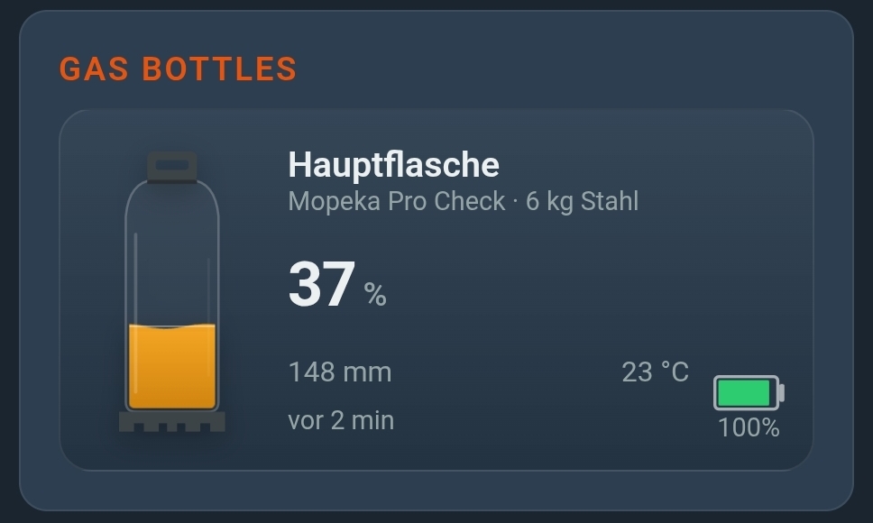 CampMatic App — gas bottle & onboard battery